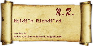Milán Richárd névjegykártya