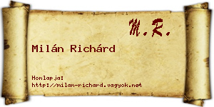 Milán Richárd névjegykártya